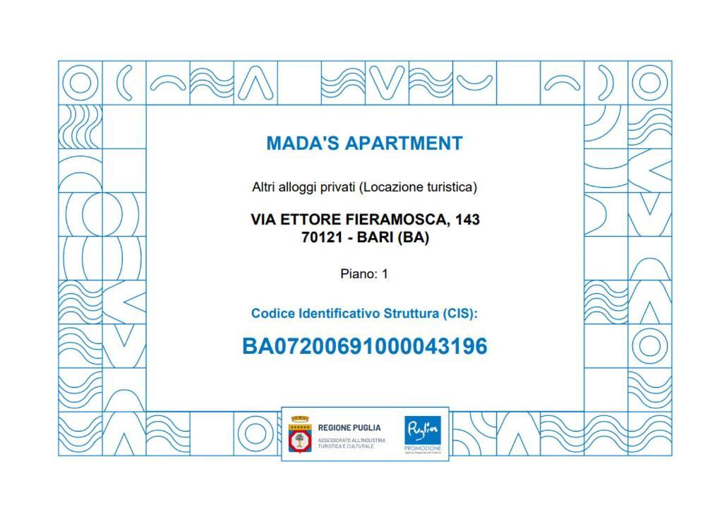 Mada'S Apartment Deluxe Bari Extérieur photo